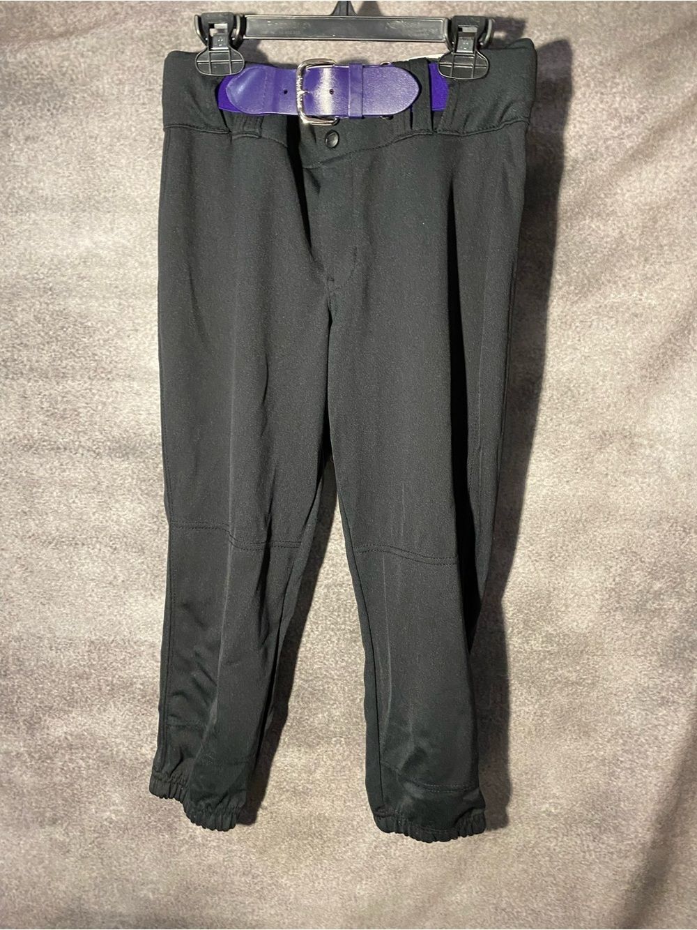 Women's Black Champro Baseball Softball Pants Pull Up Belted Purple Bel Medium